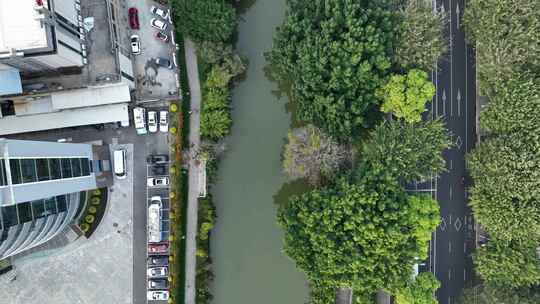 航拍福州城市内河河流 福州白马河