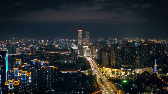 昆明碧鸡名城楼顶航拍昆明城市夜景