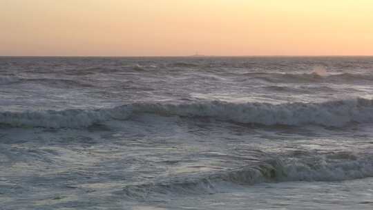 海滩，海洋，海浪，黄金时段