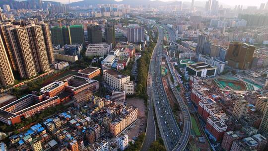 深圳市区道路街道高架航拍