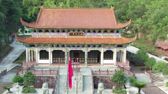 南岳衡山佛教圣地寺庙航拍-宇石禅寺