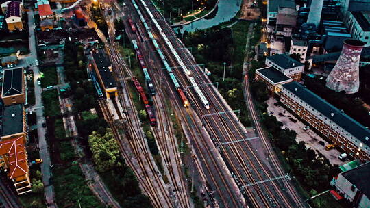 辽宁沈阳北站铁路高铁夜景航拍