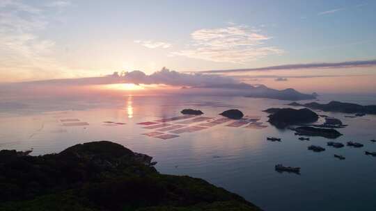 福建霞浦花竹村日出风景航拍