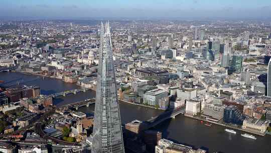 从泰特现代美术馆、南岸、圣保罗和碎片到伦敦桥的鸟瞰图