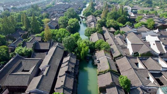 航拍江南古镇乌镇全景 4k