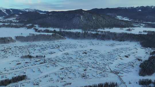 新疆北疆阿勒泰喀纳斯冬季雪景童话世界航拍