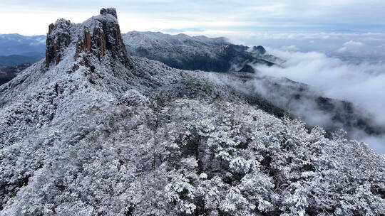 浙江浦江仙华山雪景航拍 合集