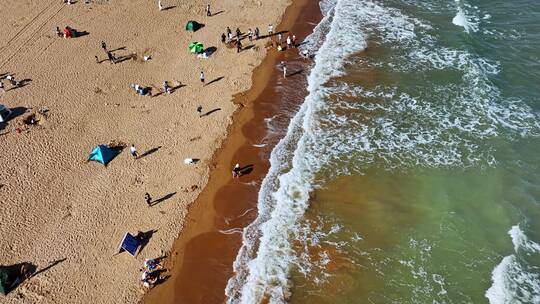 青岛崂山区海水浴场视频素材模板下载