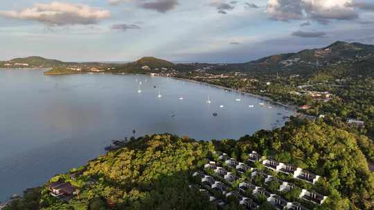 泰国苏梅岛海岛海湾海岸线航拍自然景观