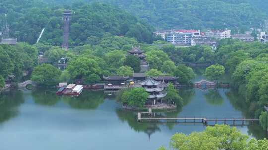 航拍浙江省台州市临海市东湖台州府城风景区