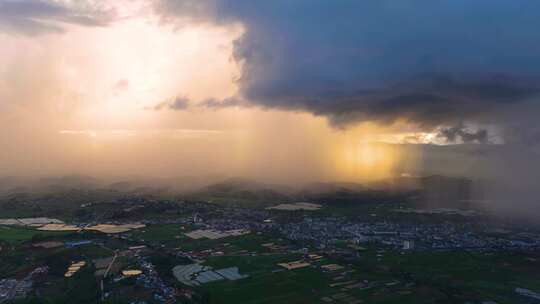 航拍下雨过程