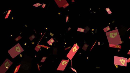 春节红包雨飘落透明通道视频素材