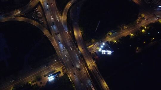 航拍城市交通衡州大道立交桥夜景