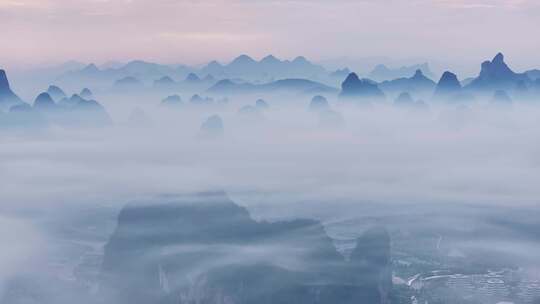 航拍山水水墨意境自然风光