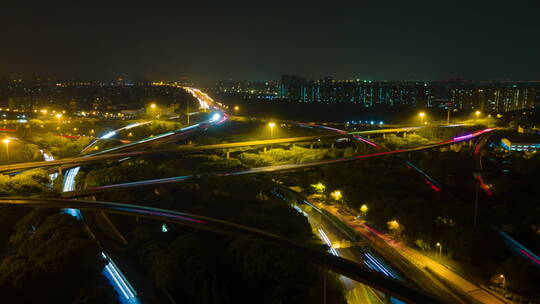 上海莘庄立交桥4K夜景延时航拍4视频素材模板下载