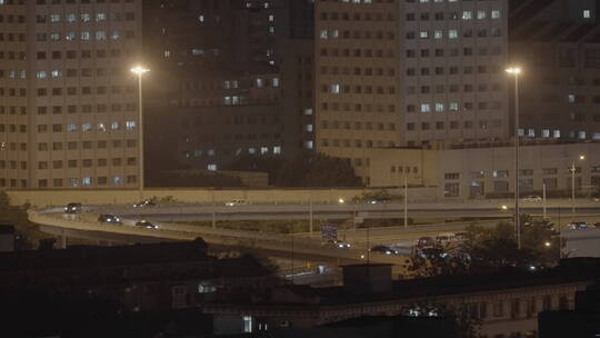 俯拍夜景城市车流 城市夜景车流