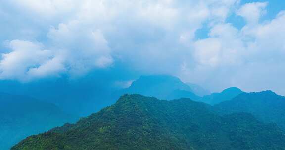 航拍峨眉后山延时风景群山连绵金顶隐现