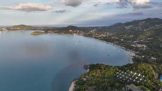 泰国苏梅岛波普海滩海岸线航拍自然景观视频素材模板下载