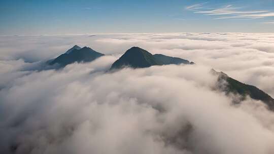 山峦云海高空俯瞰景象