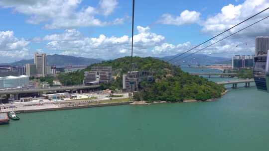 香港离岛大屿山索道缆车户外海洋城市天际线