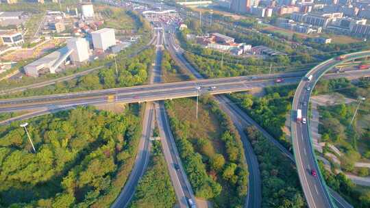 杭州钱塘新区下沙立交桥城市风景航拍