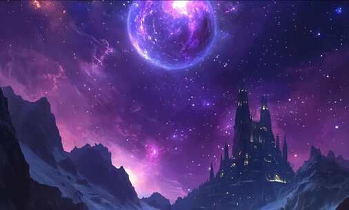 梦幻星空下的神秘城堡