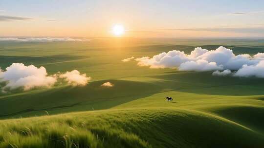 草原上升起不落的太阳4K