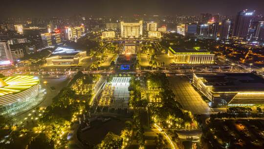 8K东莞新一线市政广场夜景交通航拍延时视频素材模板下载