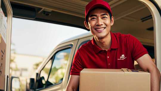 快递员对镜头微笑4K