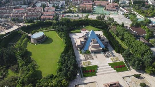 上海龙华烈士陵园4K航拍视频素材模板下载