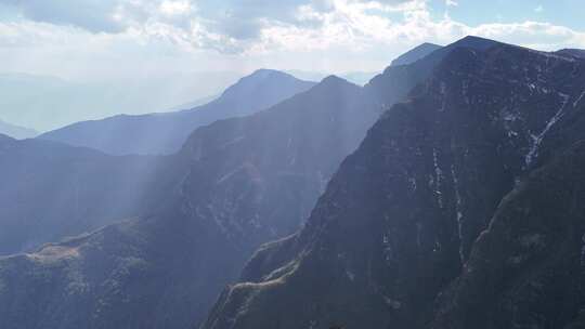 四川大凉山悬崖山脉航拍-彝族-阿布采洛