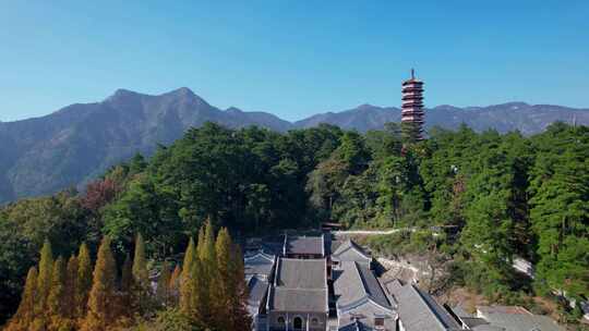 南岳衡山金刚舍利塔航拍风光4k