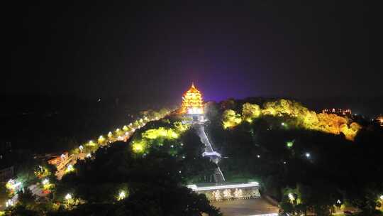 四川德阳钟鼓楼夜景航拍