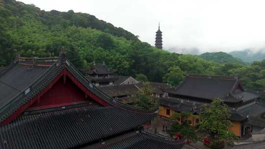 宁波天童寺航拍，寺庙航拍