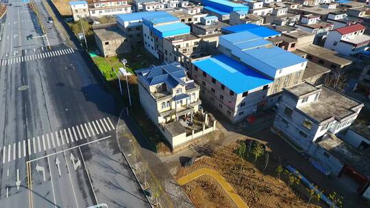 航拍安阳文峰区建筑与公路