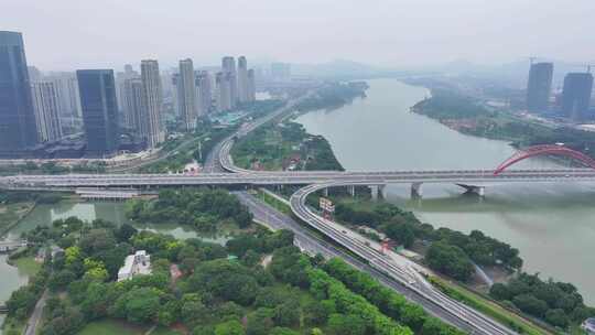 福建漳州九龙江滨江路开发建设风光