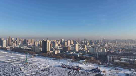 哈尔滨道里区城市大景航拍