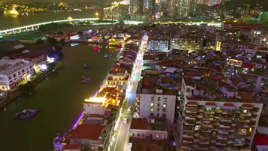 航拍厦门沙坡尾城市夜景