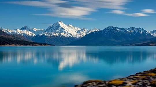 新西兰雪山湖泊风景