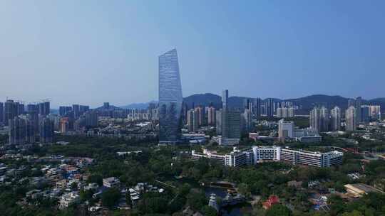 航拍深圳华侨城大厦城市风光视频素材模板下载