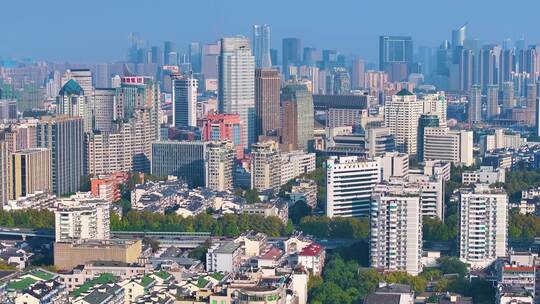 浙江杭州上城区城市高楼大厦摩天大楼航拍大