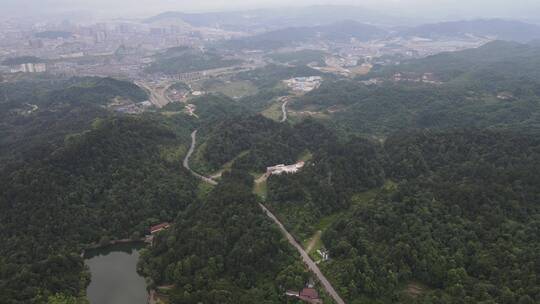 航拍丘陵山川森林绿色植物