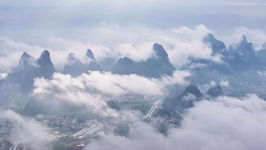 桂林山水云海航拍