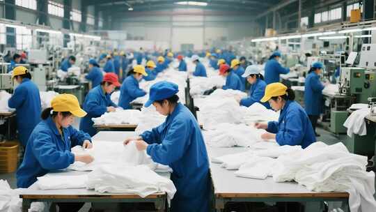 纺织业工人加工