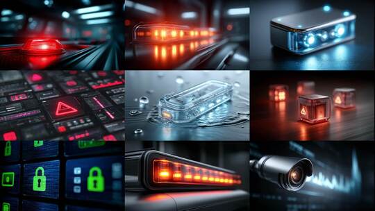 警示灯光闪烁报警科技感十足高清在线视频素材下载