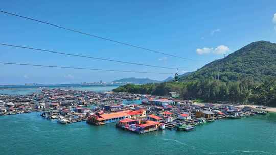 海南陵水疍家鱼排玻璃海海湾玻璃海航拍