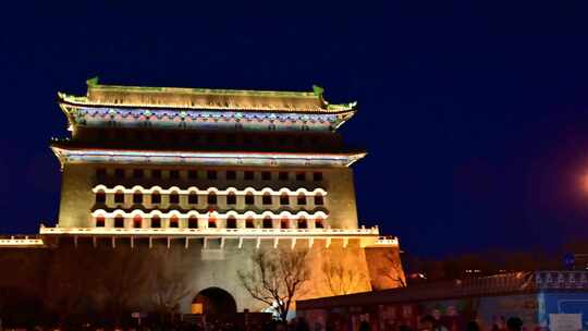 北京春节前门大栅栏夜市步行街熙熙攘攘游客