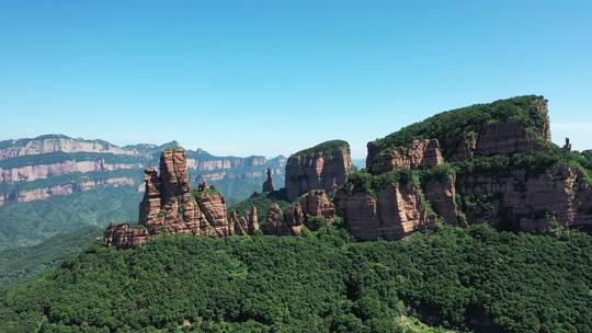 航拍 河北嶂石岩九女峰景区