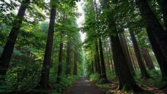 森林中林间小道自然风光