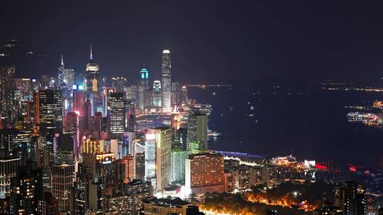 香港港岛建筑繁华夜景延时